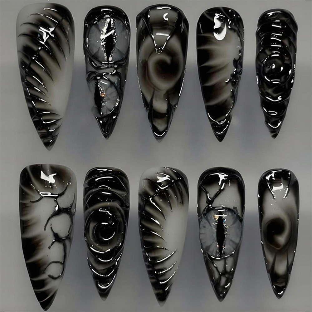 Nail Art Y2K - Stiletto Gothic Press On Nails 30Pcs