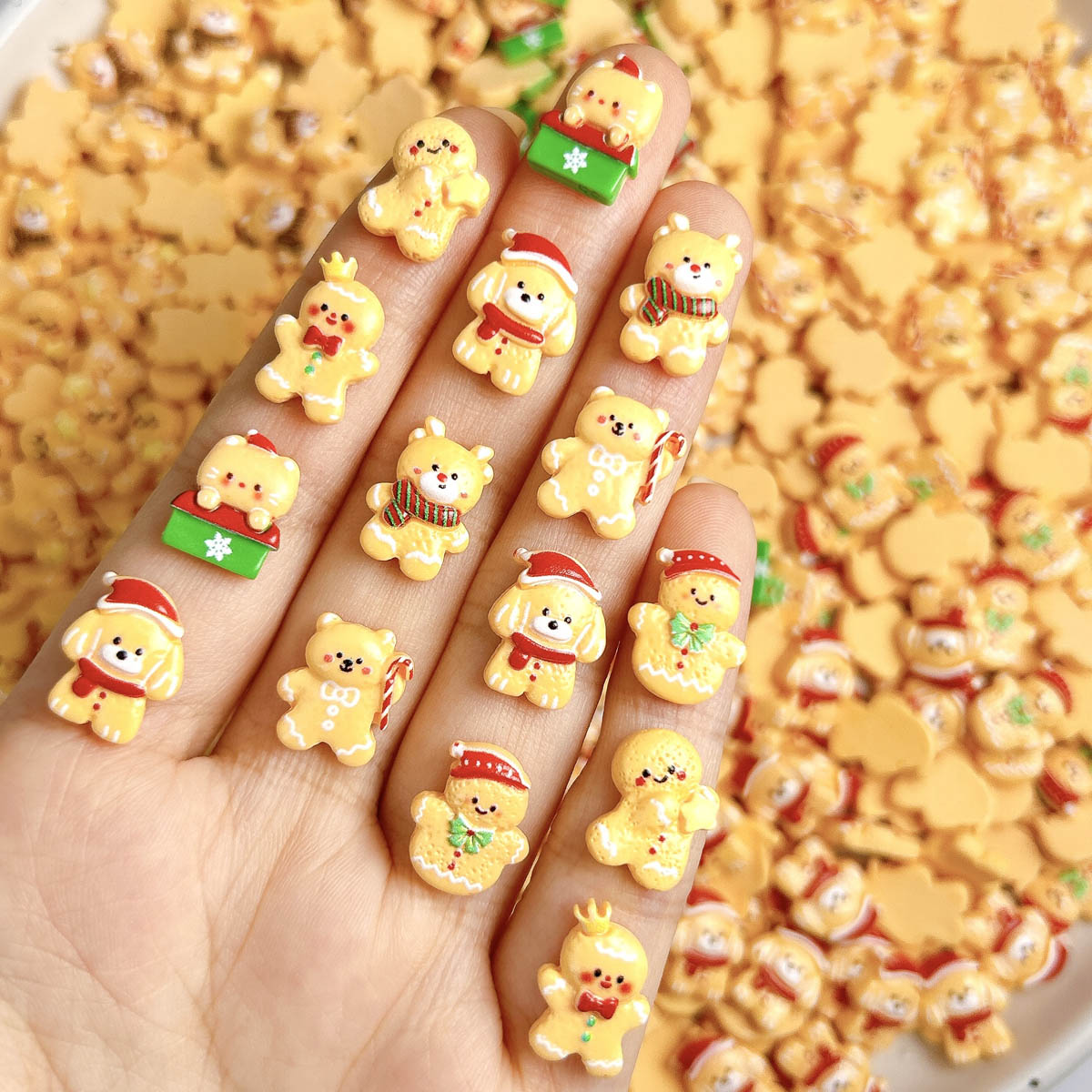 Nail Art Xmas - 20PCS Kawaii Christmas Gingerbread Man Elk