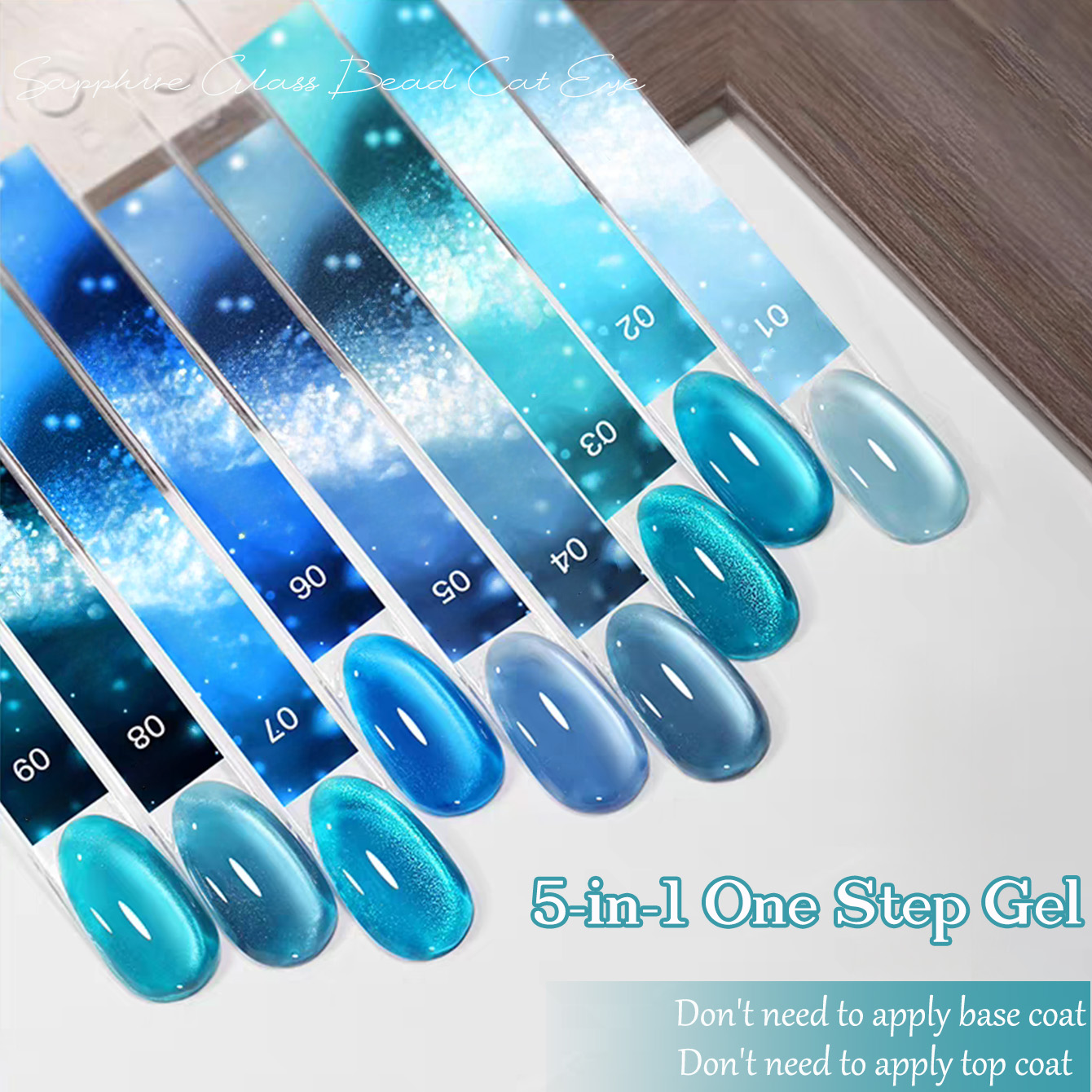 1pcs SHAKA Sapphire Glass Bead - огляд і ціна Nail Art Ice Blue