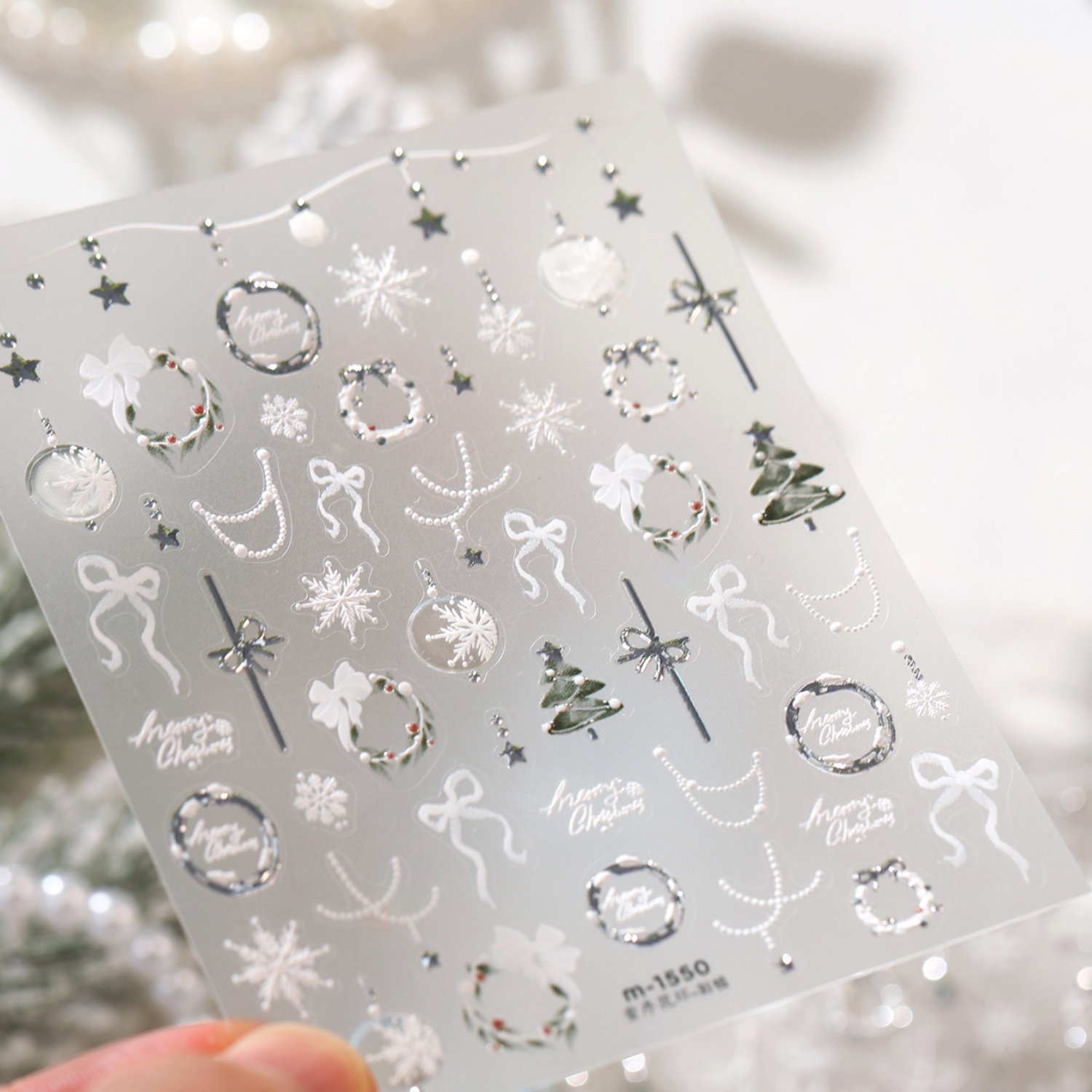Silver Foil Christmas 5D Nail  - огляд і ціна Nail Art Xmas Stickers