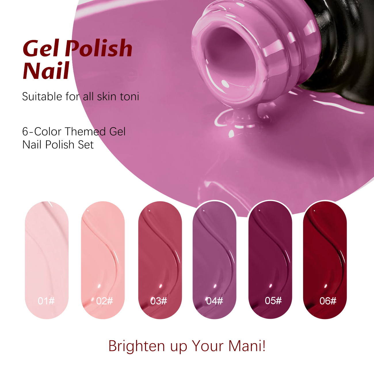 6Pcs Fruity Berry Pink Purple  - огляд і ціна Nail Art Violet