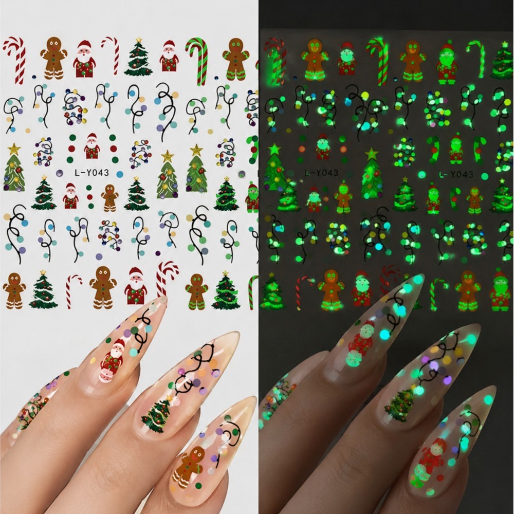 2Pcs Christmas Glow‑in‑the‑Dar - огляд і ціна Nail Art Xmas Stickers