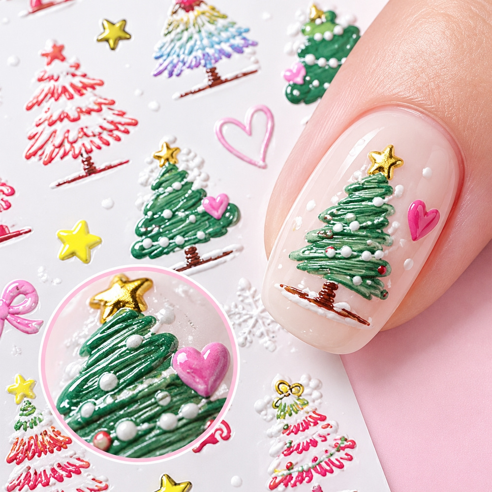 1Pc 5D Embossed Christmas Nail - огляд і ціна Nail Art Xmas Stickers
