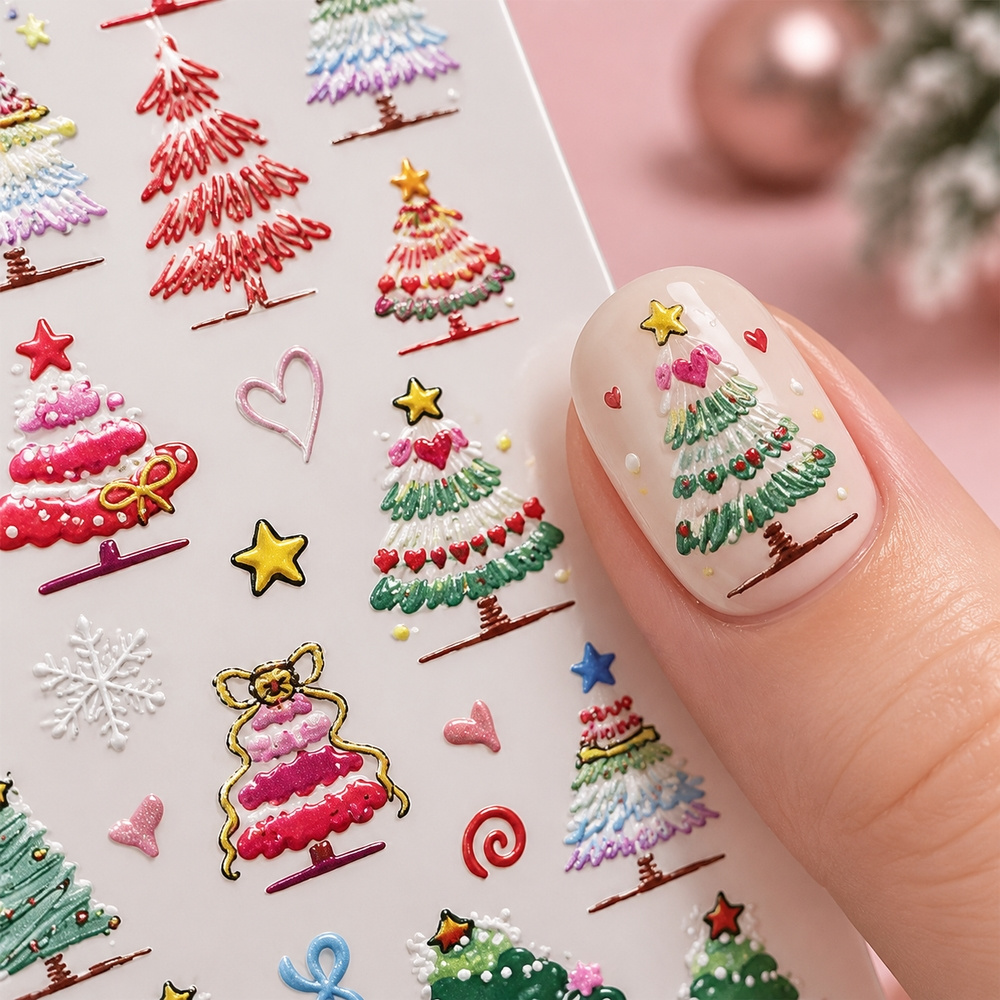1Pc 5D Embossed Christmas Nail - огляд і ціна Nail Art Xmas Stickers
