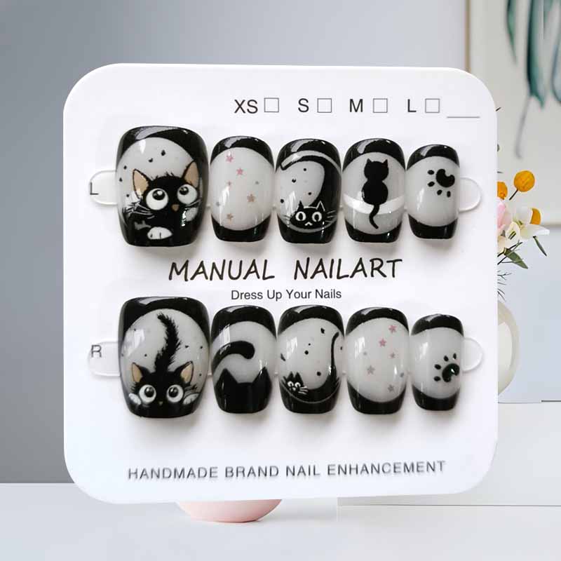 10Pcs Cute Cartoon Black Cat B - огляд і ціна Nail Art Y2K
