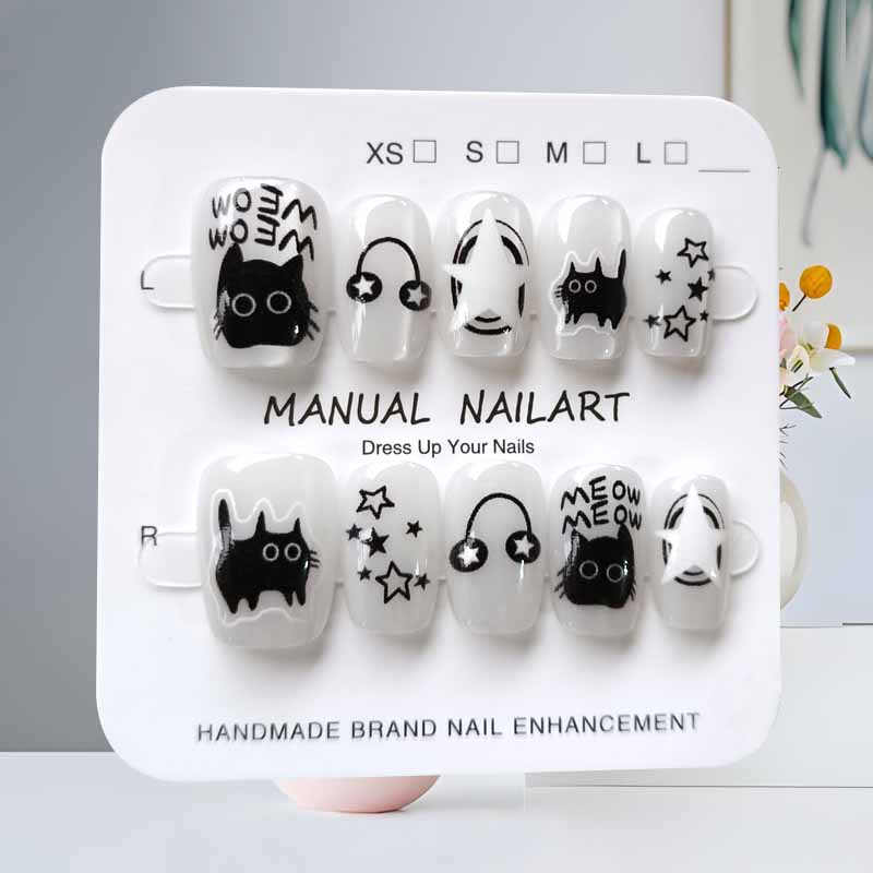 10Pcs Cute Cartoon Black Cat B - огляд і ціна Nail Art Y2K