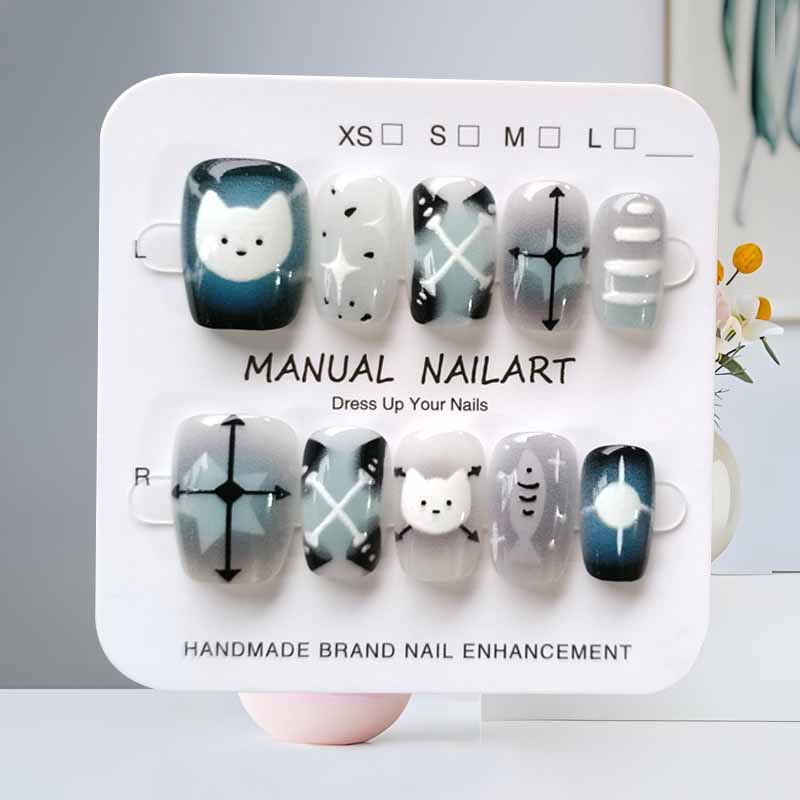 10Pcs Cute Cartoon Black Cat B - огляд і ціна Nail Art Y2K