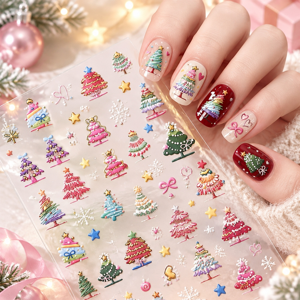 1Pc New Year 5D Cartoon Xmas T - огляд і ціна Nail Art Xmas Stickers