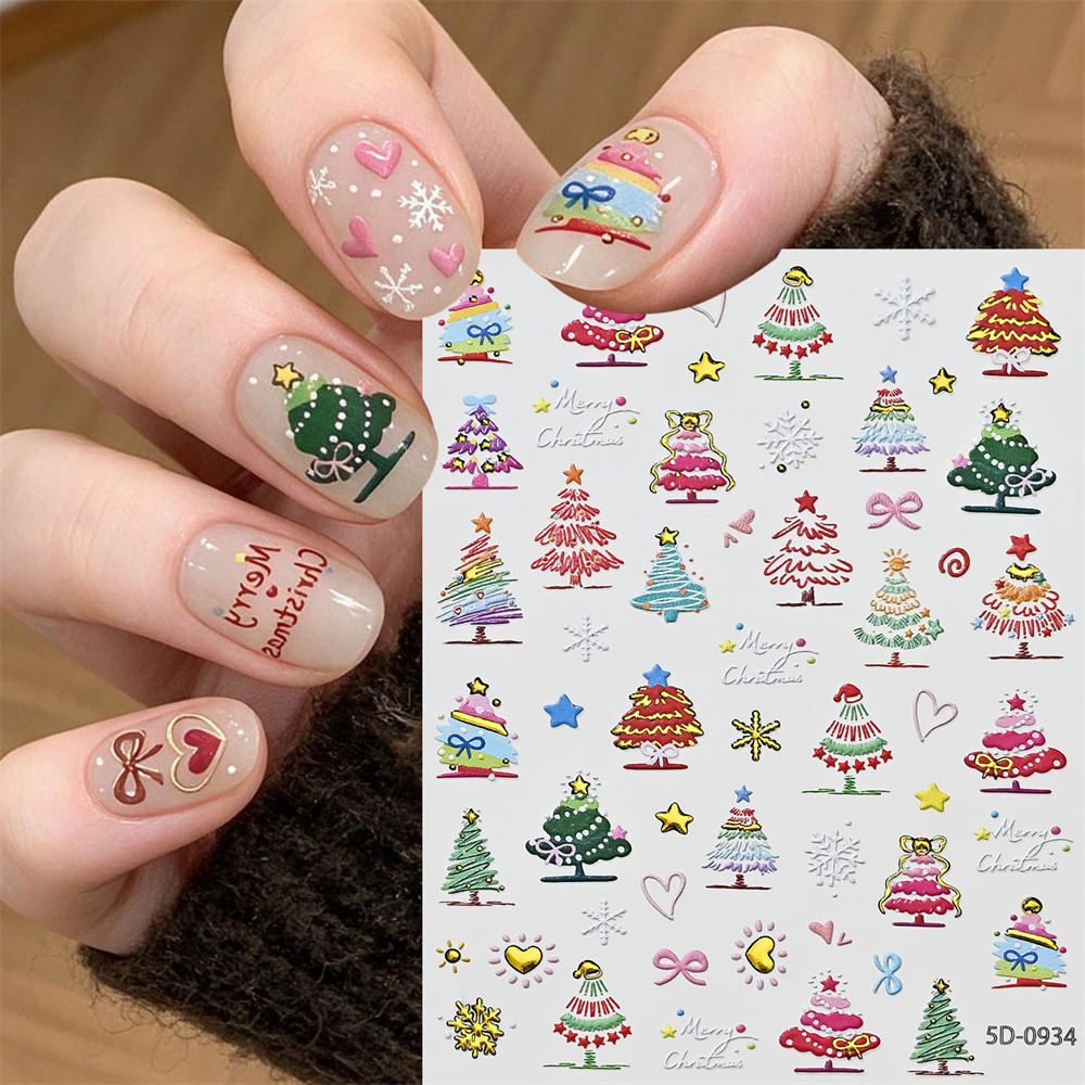 1Pc New Year 5D Cartoon Xmas T - огляд і ціна Nail Art Xmas Stickers