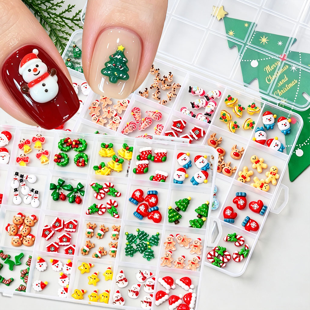 1Box Mixed 3D Christmas Nail C - огляд і ціна Nail Art Xmas Tree