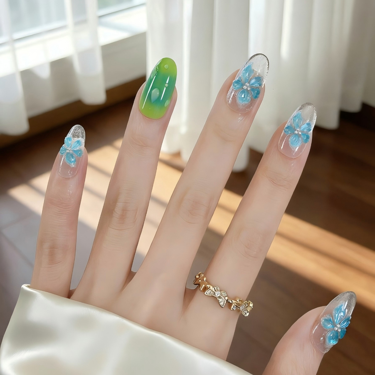 Ice-transparent feel green blu - огляд і ціна Nail Art Ice Blue