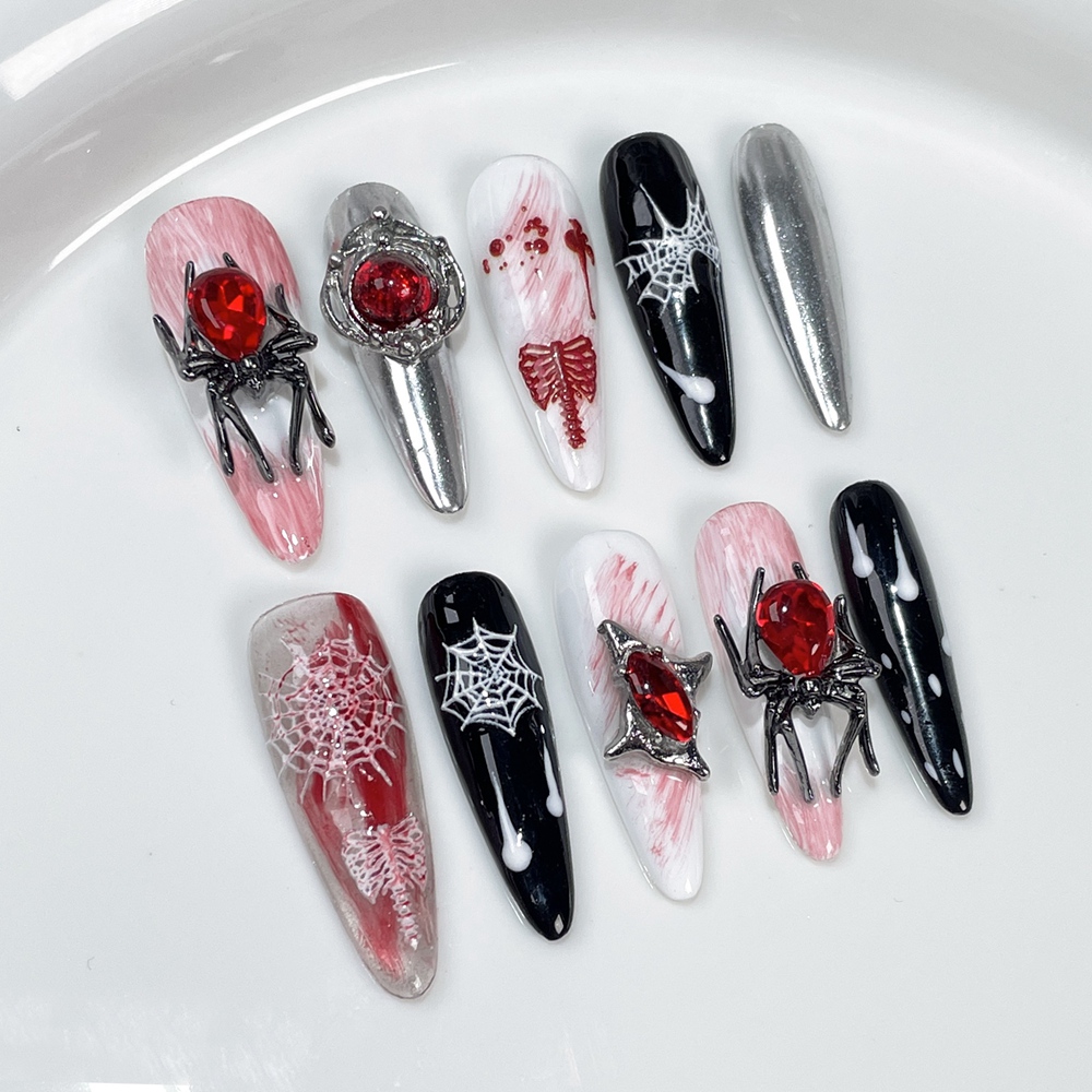 Handmade Halloween Press on Na - огляд і ціна Nail Art Y2K