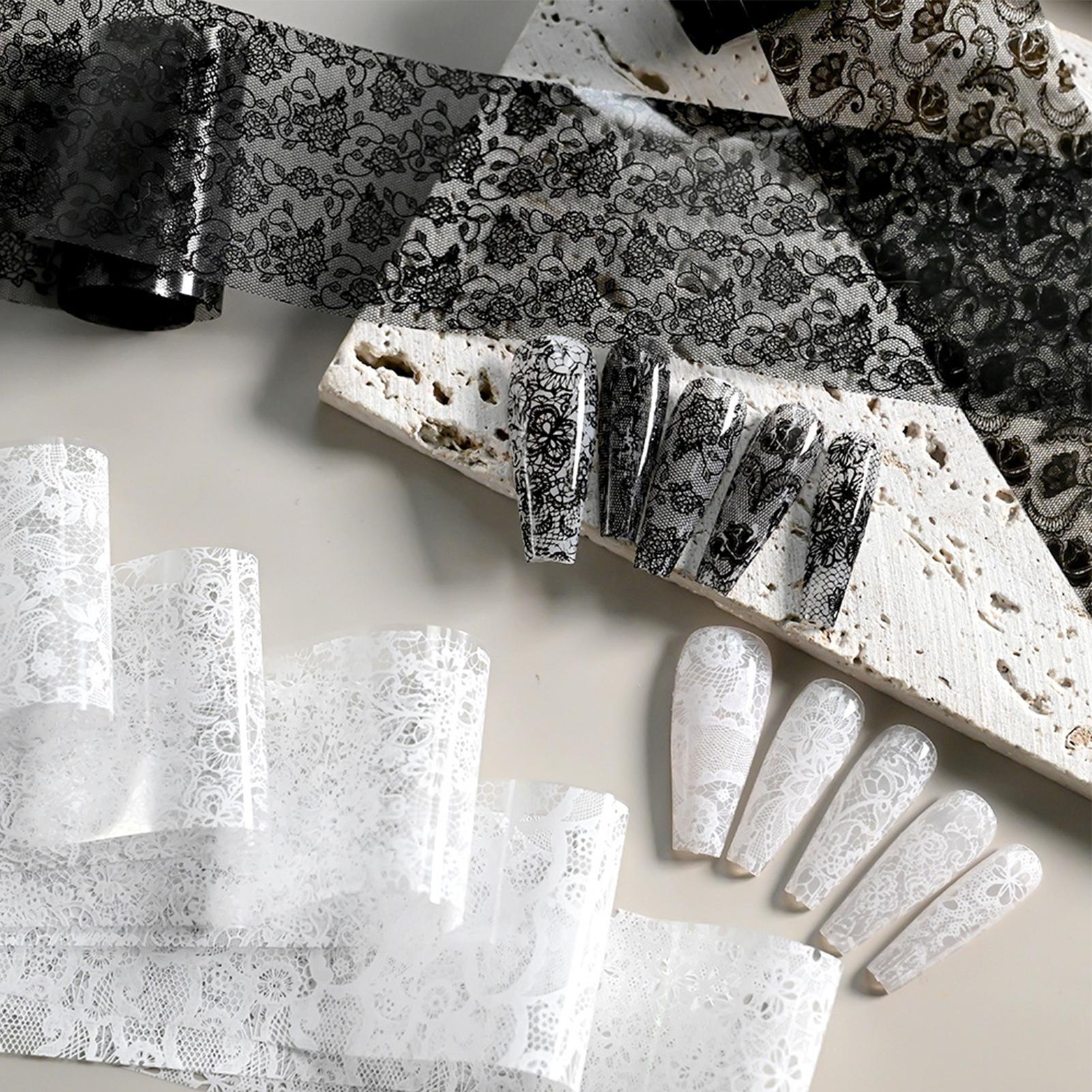 10pcs White Black Lace Nails A - огляд і ціна Nail Art Quotes
