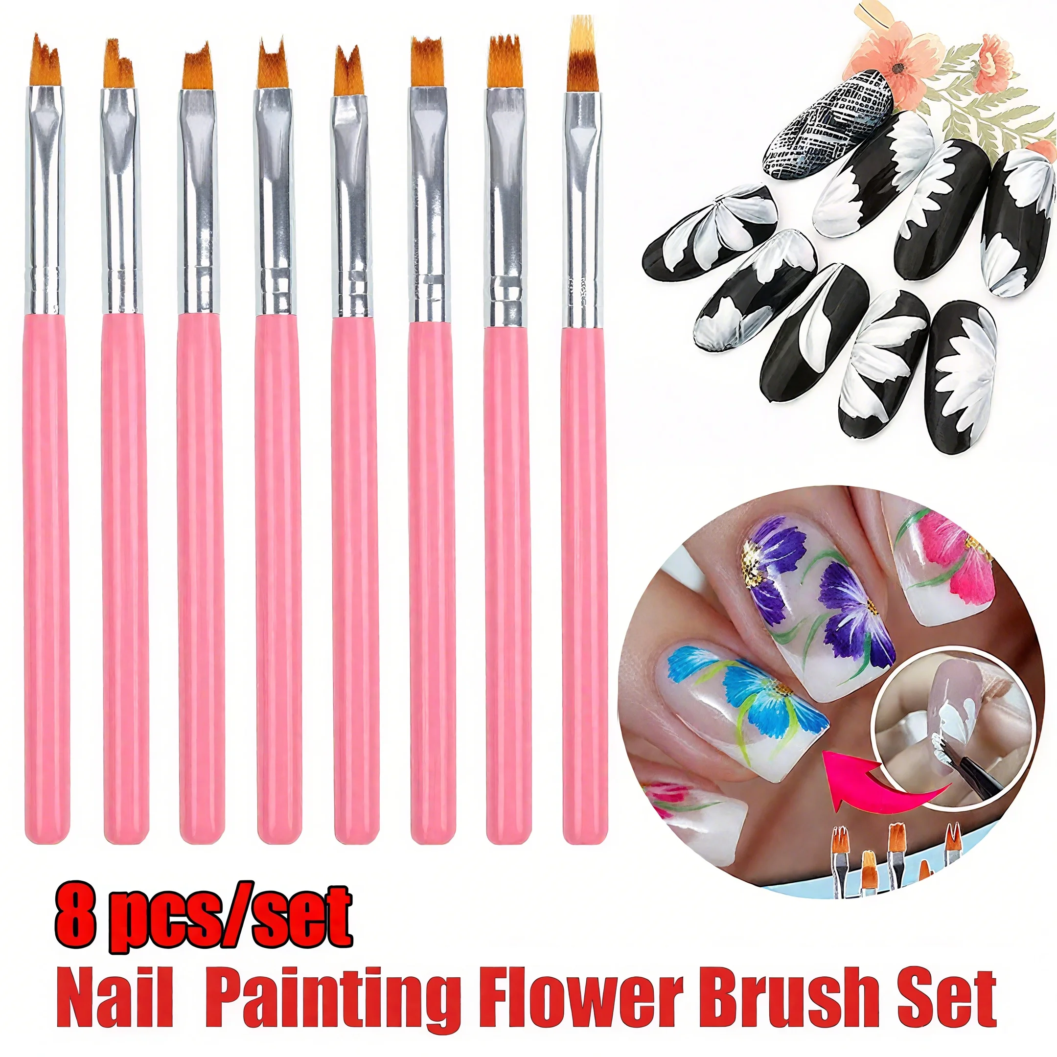 8-Piece Nail Art Brush Set – Z - огляд і ціна Nail Art Zig Zag