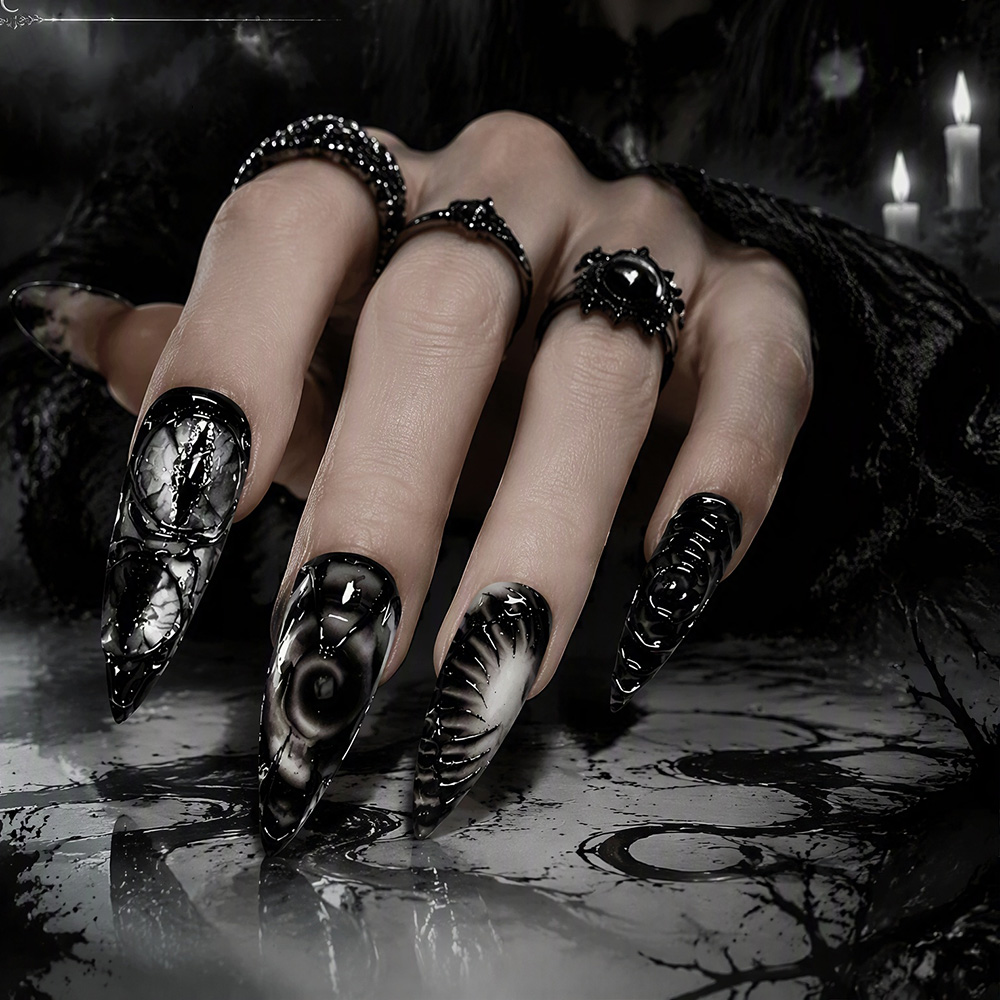 Stiletto Gothic Press On Nails - огляд і ціна Nail Art Y2K