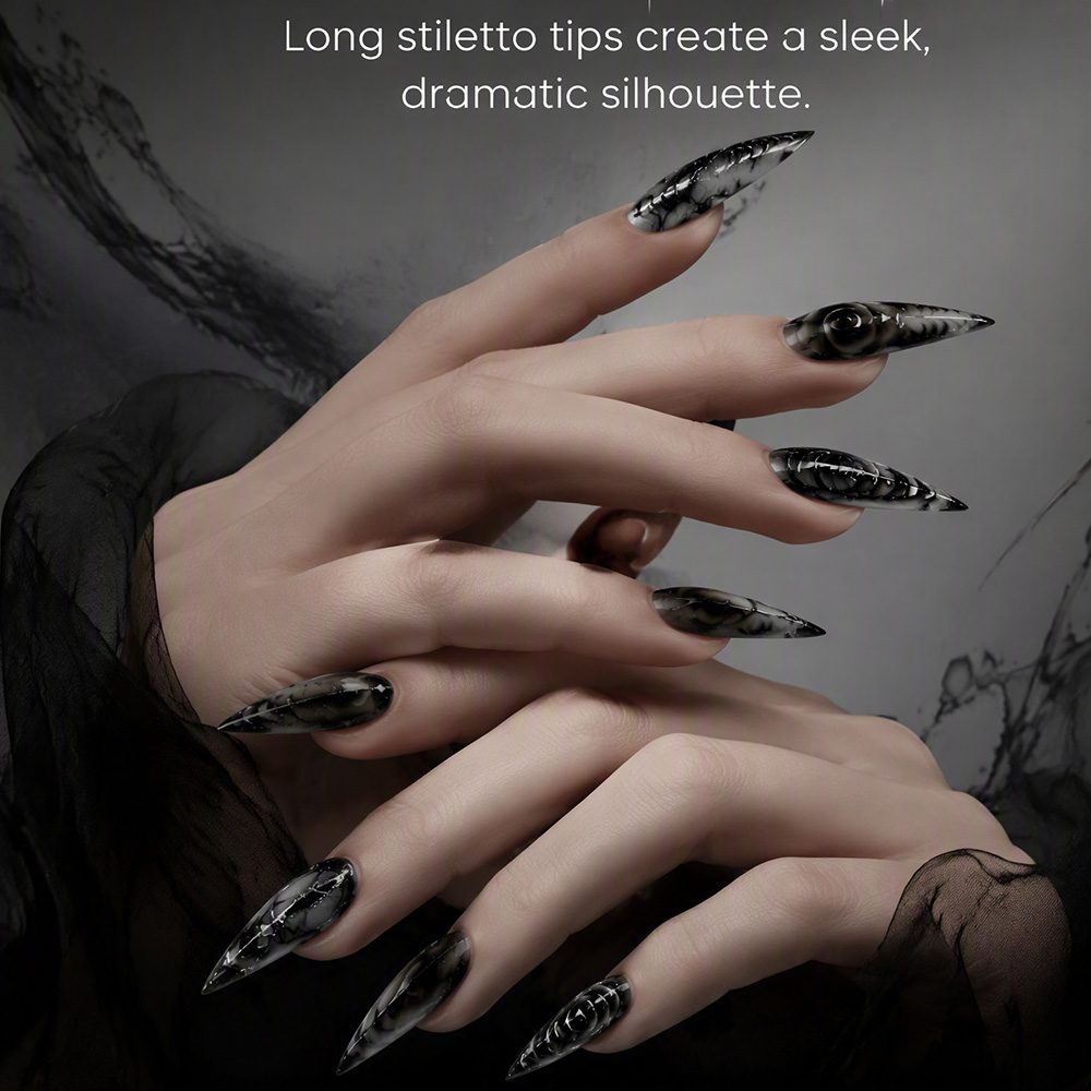 Stiletto Gothic Press On Nails - огляд і ціна Nail Art Y2K