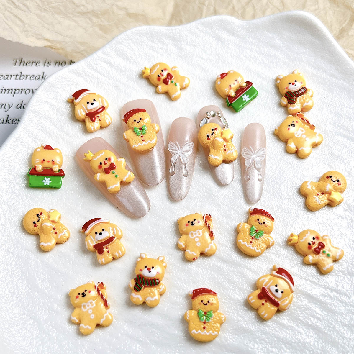 20PCS Kawaii Christmas Gingerb - огляд і ціна Nail Art Xmas
